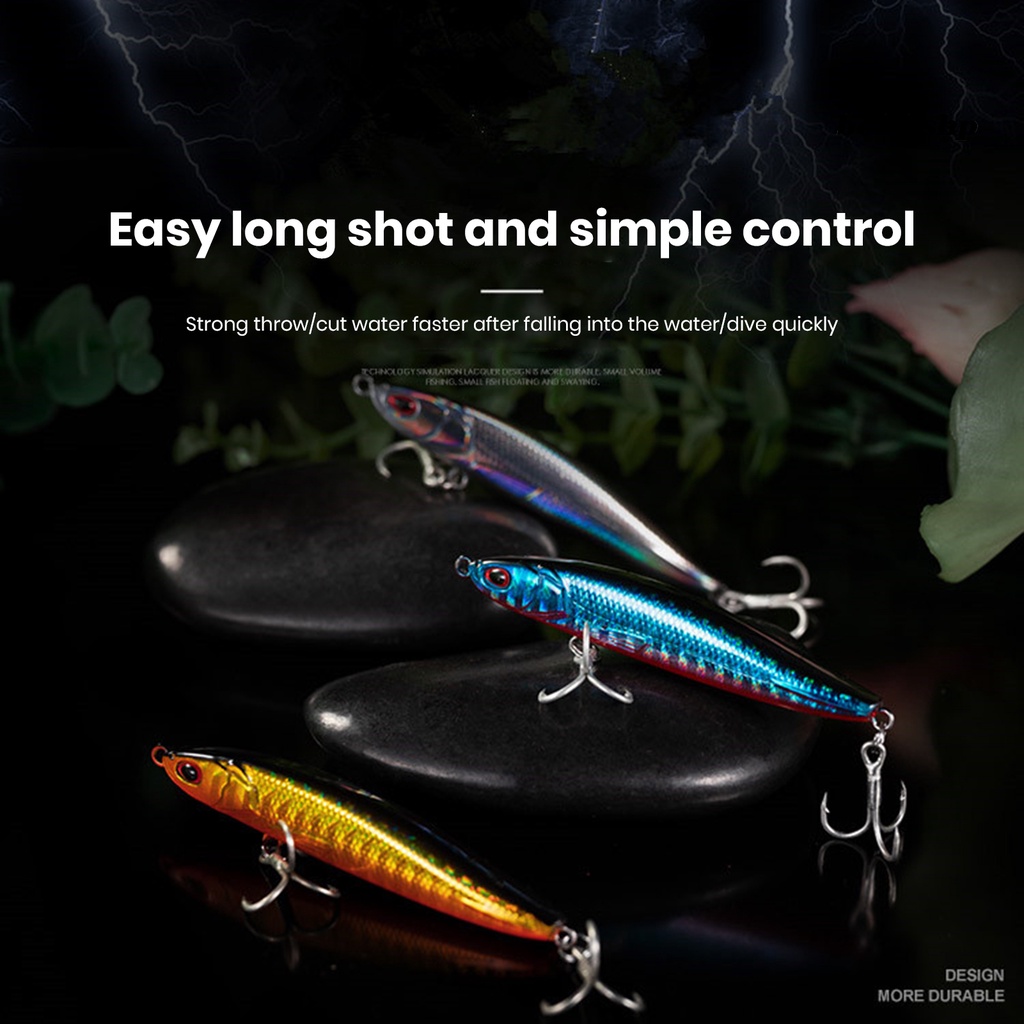 Bo-7.5cm/9g Umpan Bionik Simulasi Menggoda Kait Treble Realistis Angling Tenggelam Pensil Mikro-object Umpan Memancing Luar Ruangan