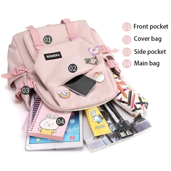 Tas Sekolah Bisa Untuk Jadi tas Casual Tas Ransel Impor Tas Wanita Korean Fashion kekinian + Gantungan BX23