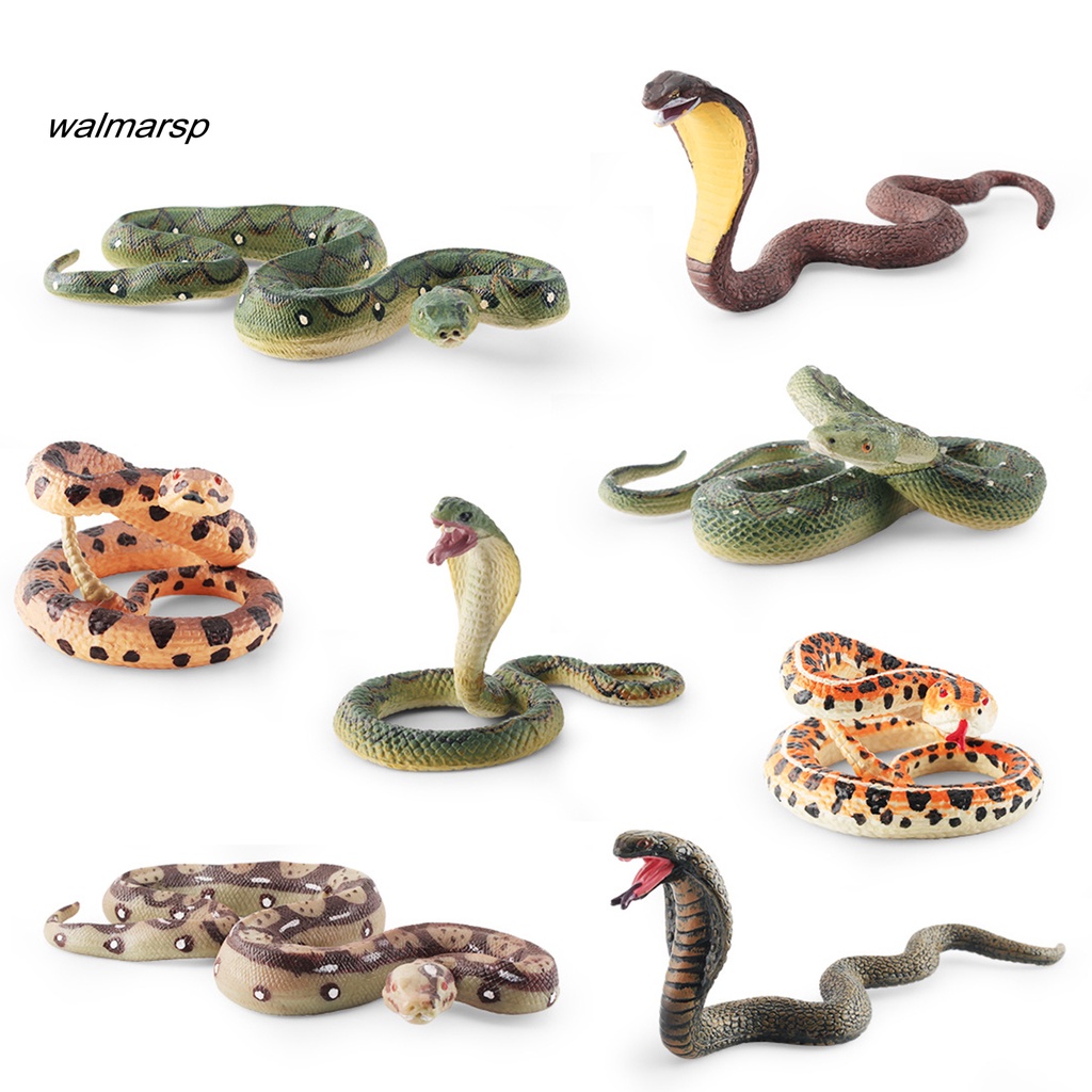 Lap Patung Ular Model Simulasi Berbagai Gaya Python Cobra Rattlesnake Model Solid Dekorasi PVC Reptil Amphibian Figurine Ornamen Mainan Edukasi