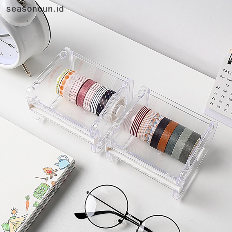 Seasonoun Tape Cutter Washi Tape Storage Organizer Pemotong Dispenser Lakban Kantor.