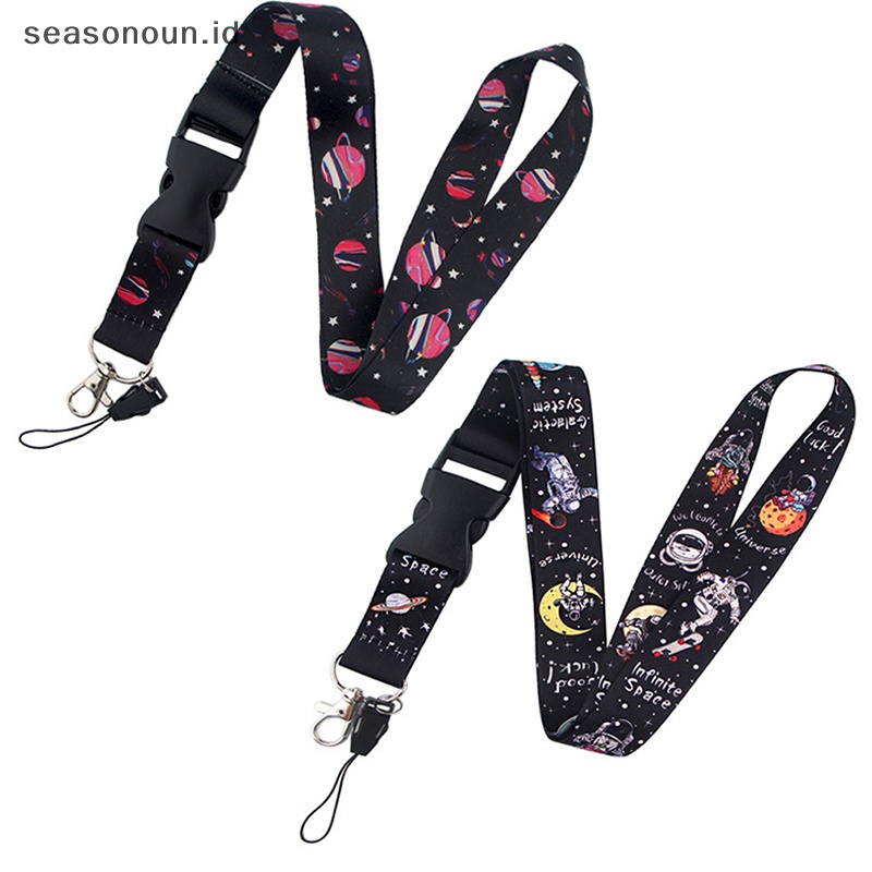 Seasonoun Universe Astronot Lanyard Gantungan Kunci Telepon Tali Gantung Webbing Strap Keyring Holder.