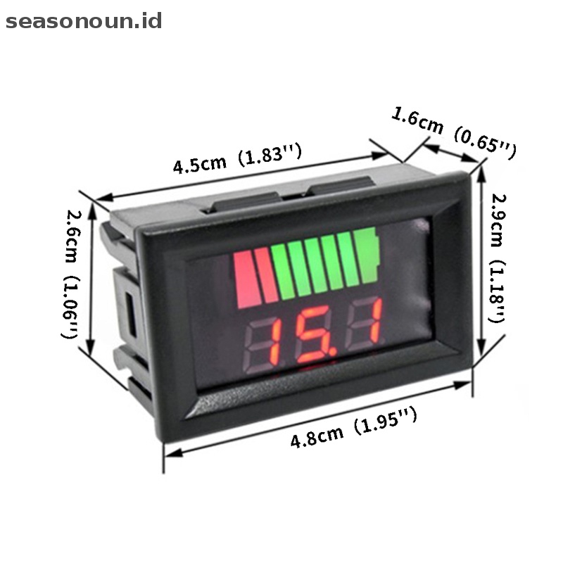 Seasonoun 12V 24V 60V 72V Indikator Kapasitas Daya Asam Timbal Voltmeter Digital Mobil.