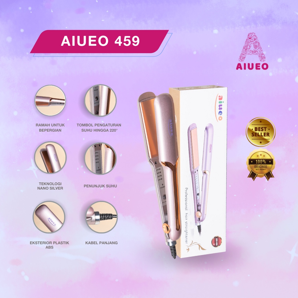 [GARANSI 18 BLN] • Catokan Curly AIUEO 459 Hair Straightener dan Curly - Alat Catok Meluruskan Rambut Curly Hair Recomended Straightener dan Blow Bergaransi