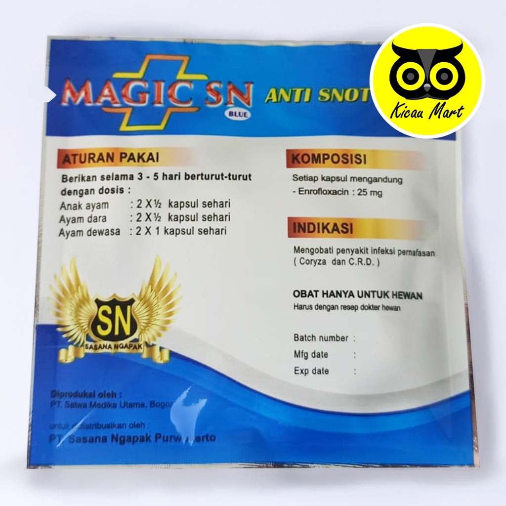 MAGIC SN BIRU OBAT ANTI SNOT &amp; CRD PERNAPASAN NGOROK AYAM JAGO UNGGAS DARA PIYIK BEBEK BURUNG MGCSN