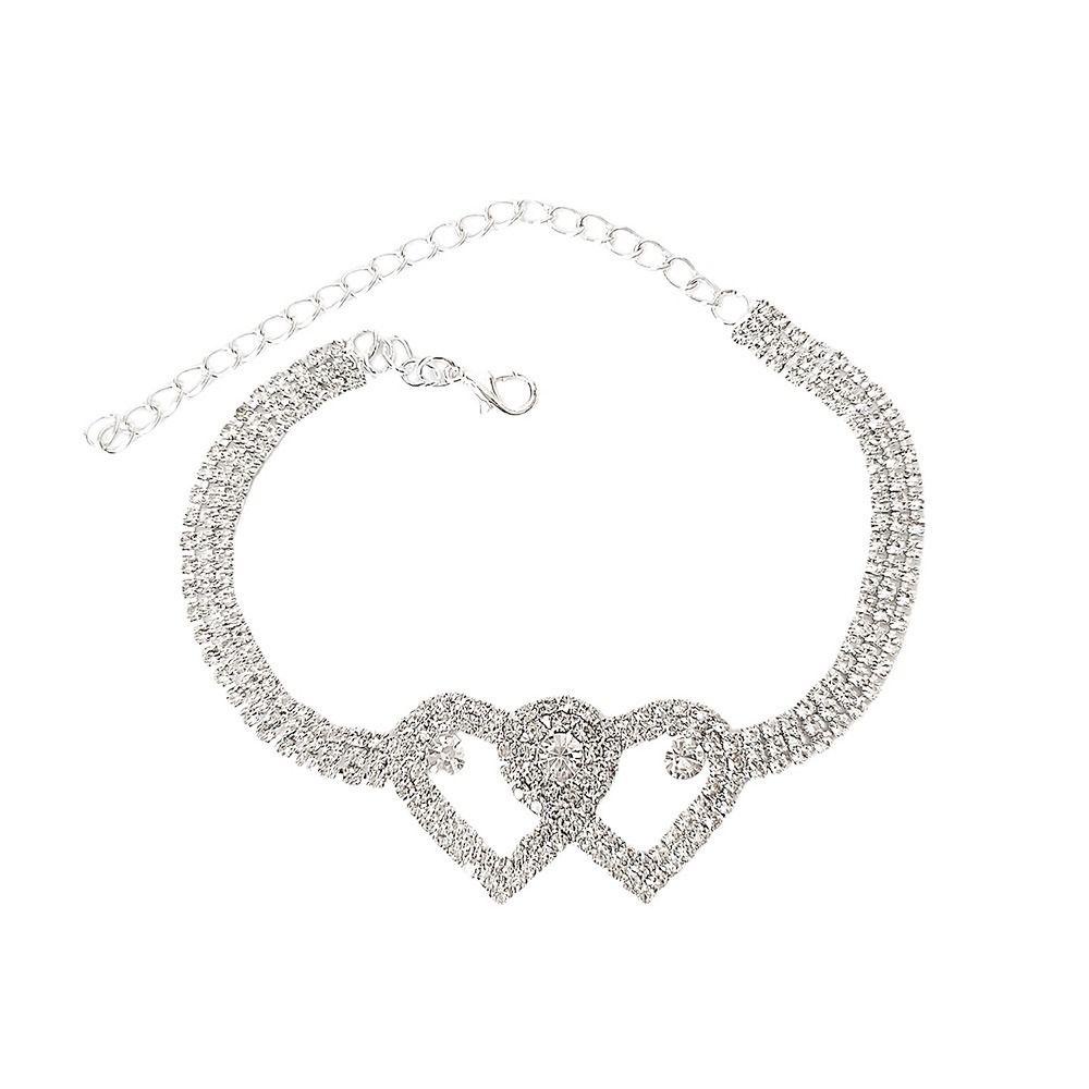 Lily Gelang Kaki Rantai Emas Perak Double Heart Bling Foot Chain