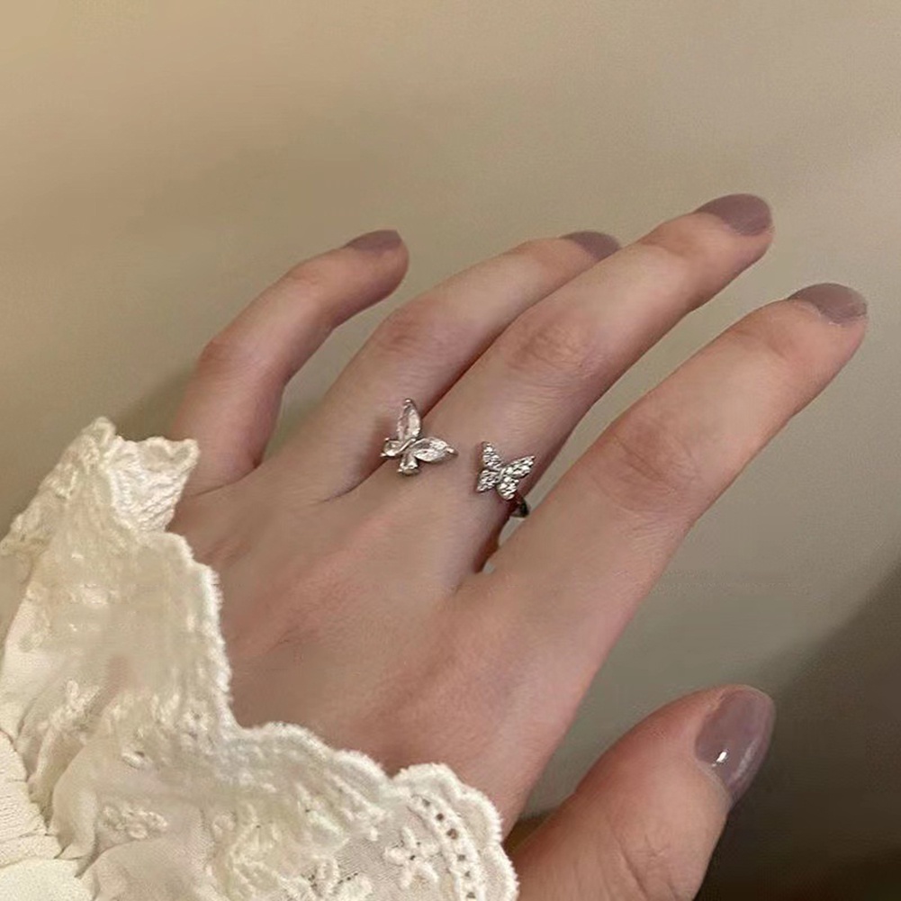 Cincin Kupu-Kupu Terbuka Temperamen Manis Kepribadian Kreatif Cincin Ins Adjustable Cincin Perempuan Gaya Korea