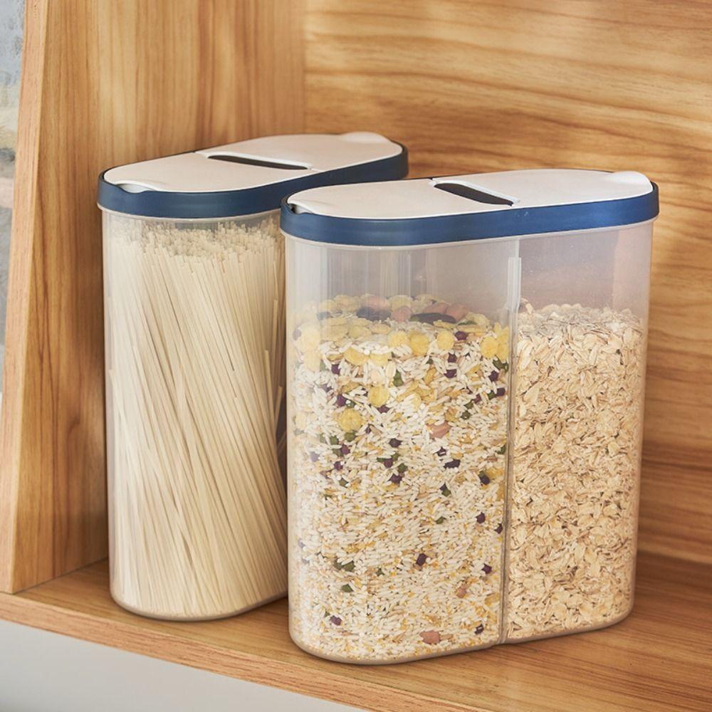 [Elegan] Food Canister Sereal Mie Kedap Udara Transparan Dapur Plastik Organizer Kaleng Tetap Segar Toples