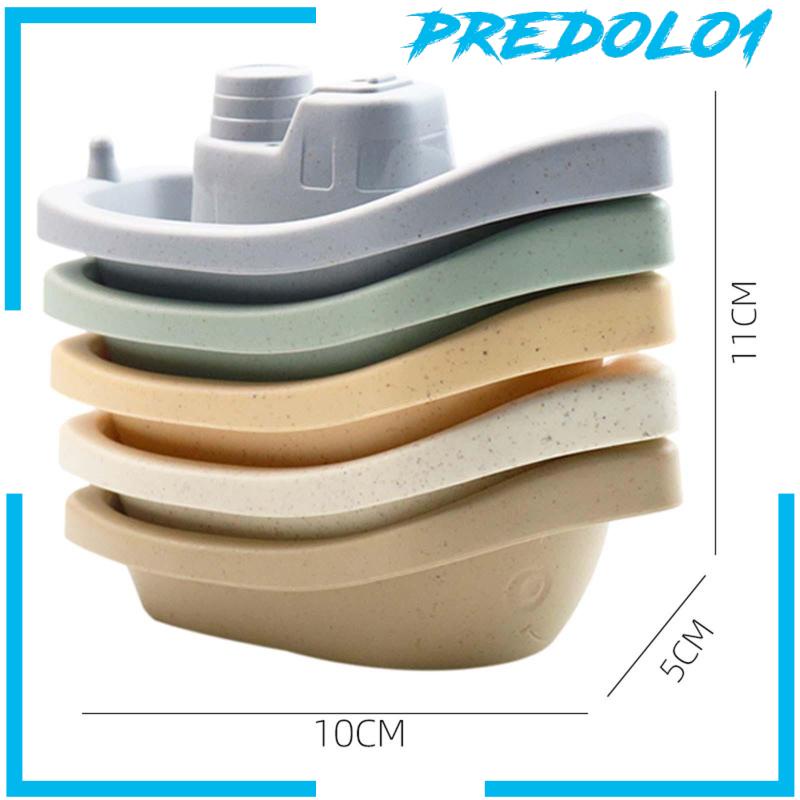 [Predolo1] 5 Pcs Stackable Bathtime Mainan Bak Mandi Air Mainan Perahu Susun Anak Prasekolah