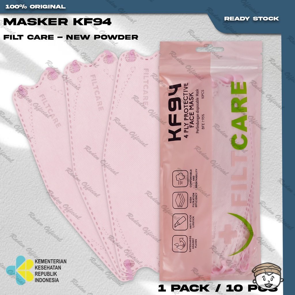 Masker KF94 FILTCARE 4Ply Isi 10Pcs Warna New Powder Pink Muda Earloop Surgical Mask