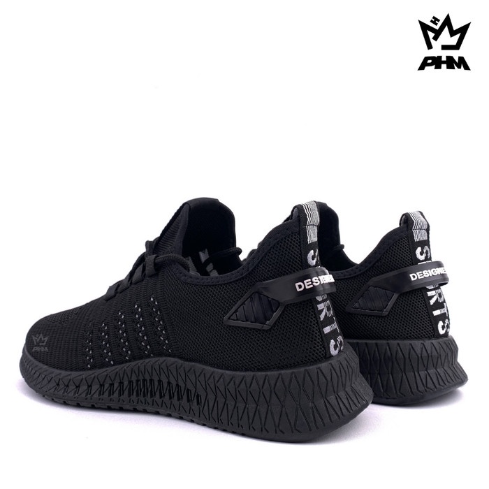 (COD) PHM Shoes Sepatu Pria Sneakers Import Sepatu Olahraga Kasual PHM101 - Hitam Putih, 40