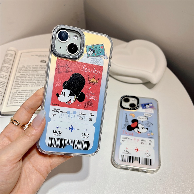 IPHONE Casing Hp Anime Laser Cocok Untuk Iphone14 13 12 11 Pro X XS Max XR 14Plus Full Set Electroplated Mickey Minnie Kartun Disney Soft Case