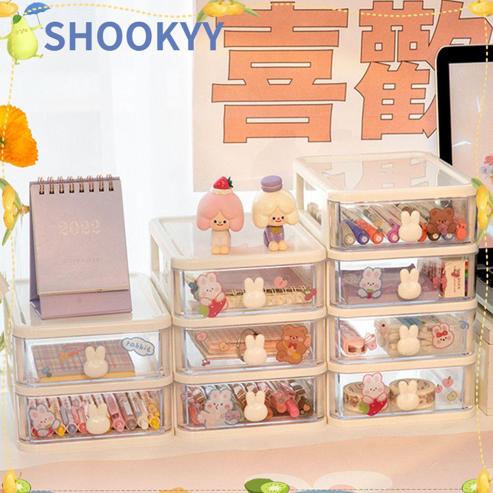 Chookyy Laci organizer Nyaman Transparan Desktop Stand Rak Meja Nampan Pensil Pen Case Kosmetik organizer box