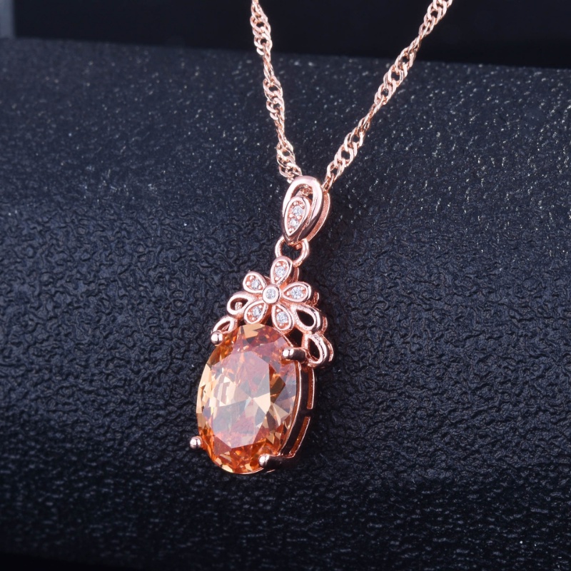 Goldkingdom Fashion Perhiasan Aksesoris Ready Stock Morganite Kalung Wanita Briliant Mewah Berbentuk Telur Merpati Darah Ruby Liontin