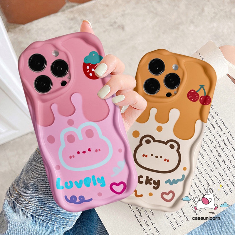 Casing Kelinci Beruang Lucu Untuk Redmi 9T 9C 10C 10 9A 9a1 10A A2 9C NFC POCO M3 Note 11 10 11s 10s 10Pro 10 Pro Max Plus Kartun Cherry Ice Cream Lembut 3D Wavy Curved Edge Couple Cover