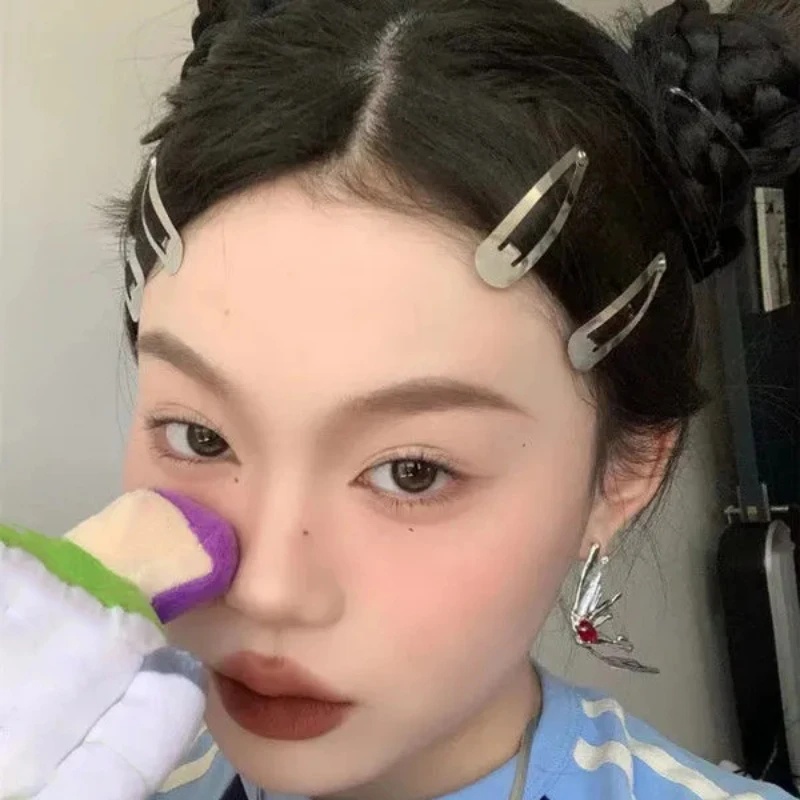 Korea Fashion Sederhana Snap Hiasan Kepala Jepit Rambut Aksesoris/Perak Y2K Berbentuk Drop BB Hairclip/Bayi Anak Jepit Rambut/Punk Gadis Logam Rambut Klip Hiasan Kepala/Indah BB Jepit Rambut Perhiasan