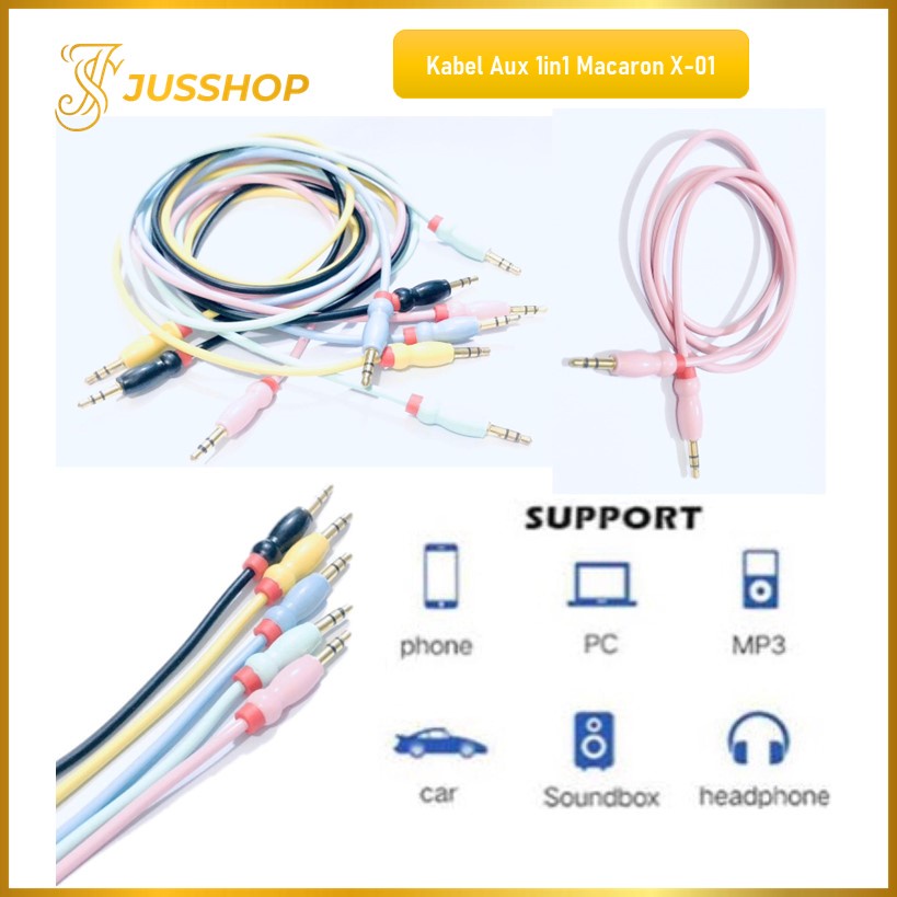 Kabel Aux Macaron 1in1 Audio Jack Aux 3.5mm X-01 Handphone Laptop ke Speaker