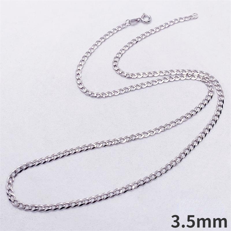 Hot Jual S925 sterling silver Kalung Sederhana Trendi Pria 3.5 mm Rantai Samping Kuba Cambuk Rantai, Grosir Fashion Perhiasan