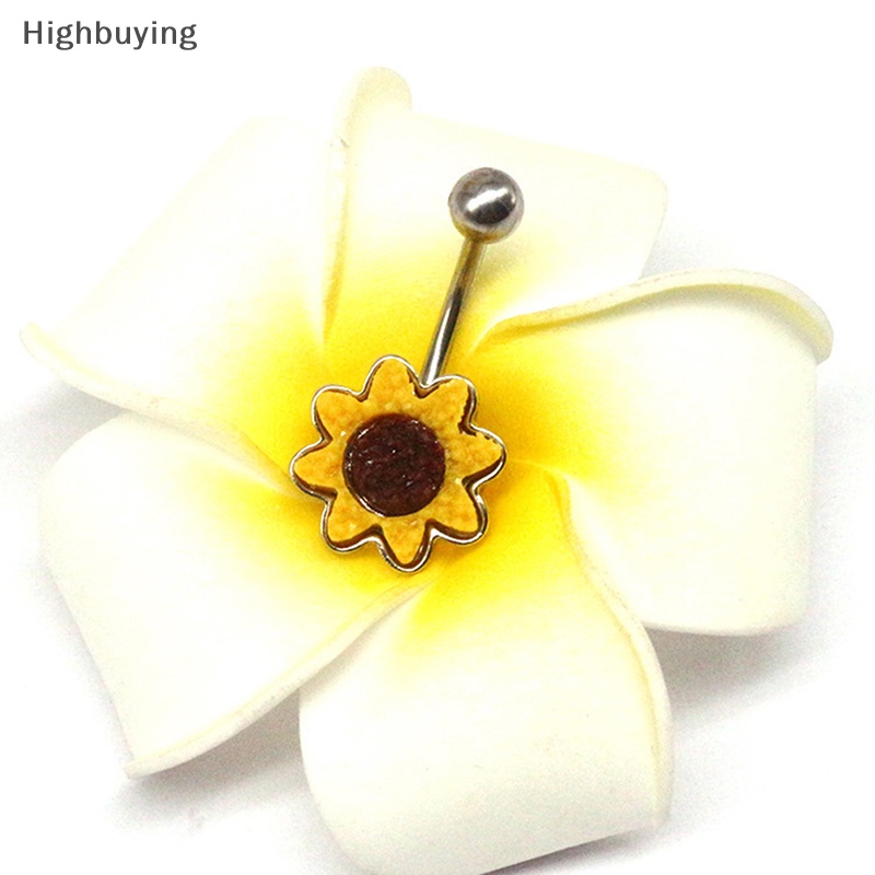 Hbid Fashion Hati Pusar Belly Button Rings Kupu-Kupu Daisy Bentuk Pusar Menjuntai Liontin Stainless Steel Perhiasan Tubuh Glory