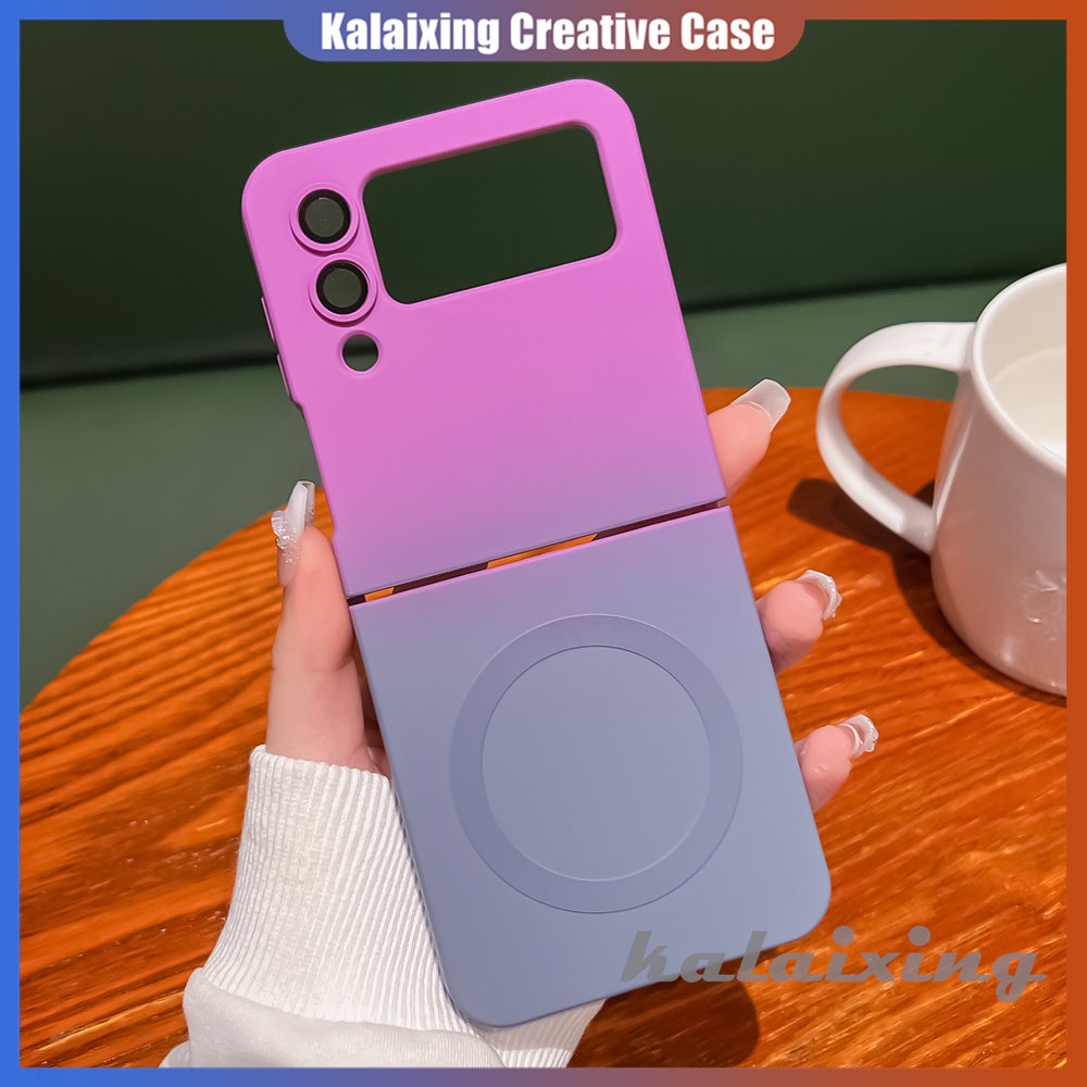 Casing Ponsel Silikon Fungsi Magnetik Untuk Samsung Galaxy Flip3 Flip4 Dengan Film Perlindungan Lensa Soft Back Cover