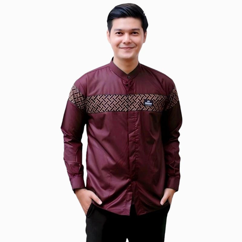 Baju Kemeja Koko Kurta Pakistan Motif Bata Bahan Katun Import