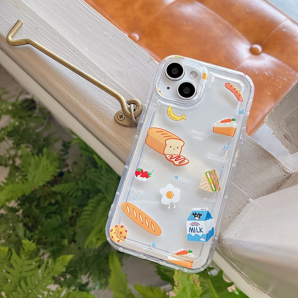 American Breakfast Food IPhone Case Kompatibel Untuk Iphone11 14 Pro Max 13 Pro Max12 IPhone X XS XR 7 8 Plus Ultra Hybrid Lembut TPU Back Phone Cover