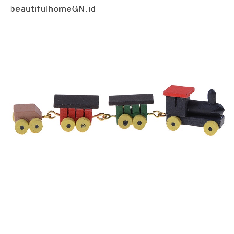 {Cantik} 1per12rumah Boneka Miniatur Mainan Dicat Lucu Kereta Set~