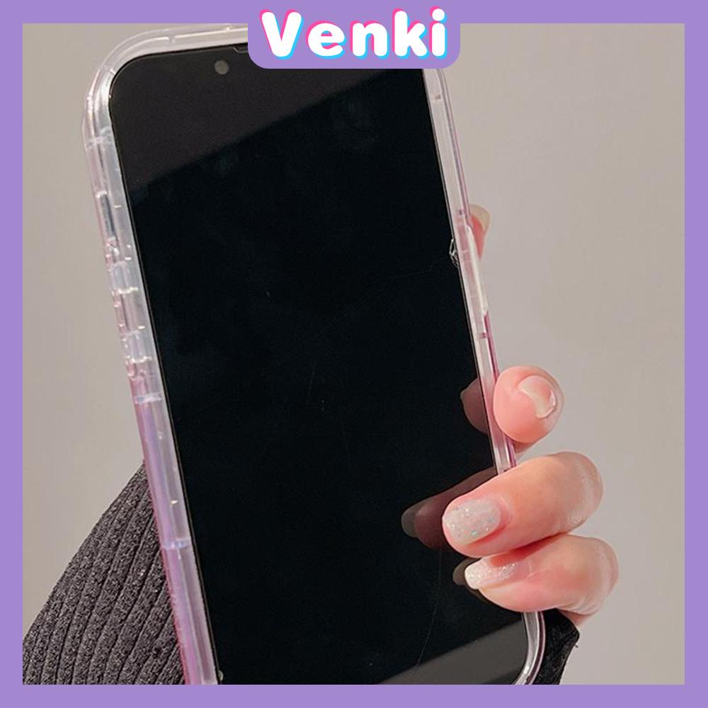 VENKI - For iPhone 11 iPhone Case Laser Reflective Transparent Phone Case TPU Soft Shockproof Airbag Case Protection Gradient Pink English Compatible with iPhone 14 13 Pro max 12