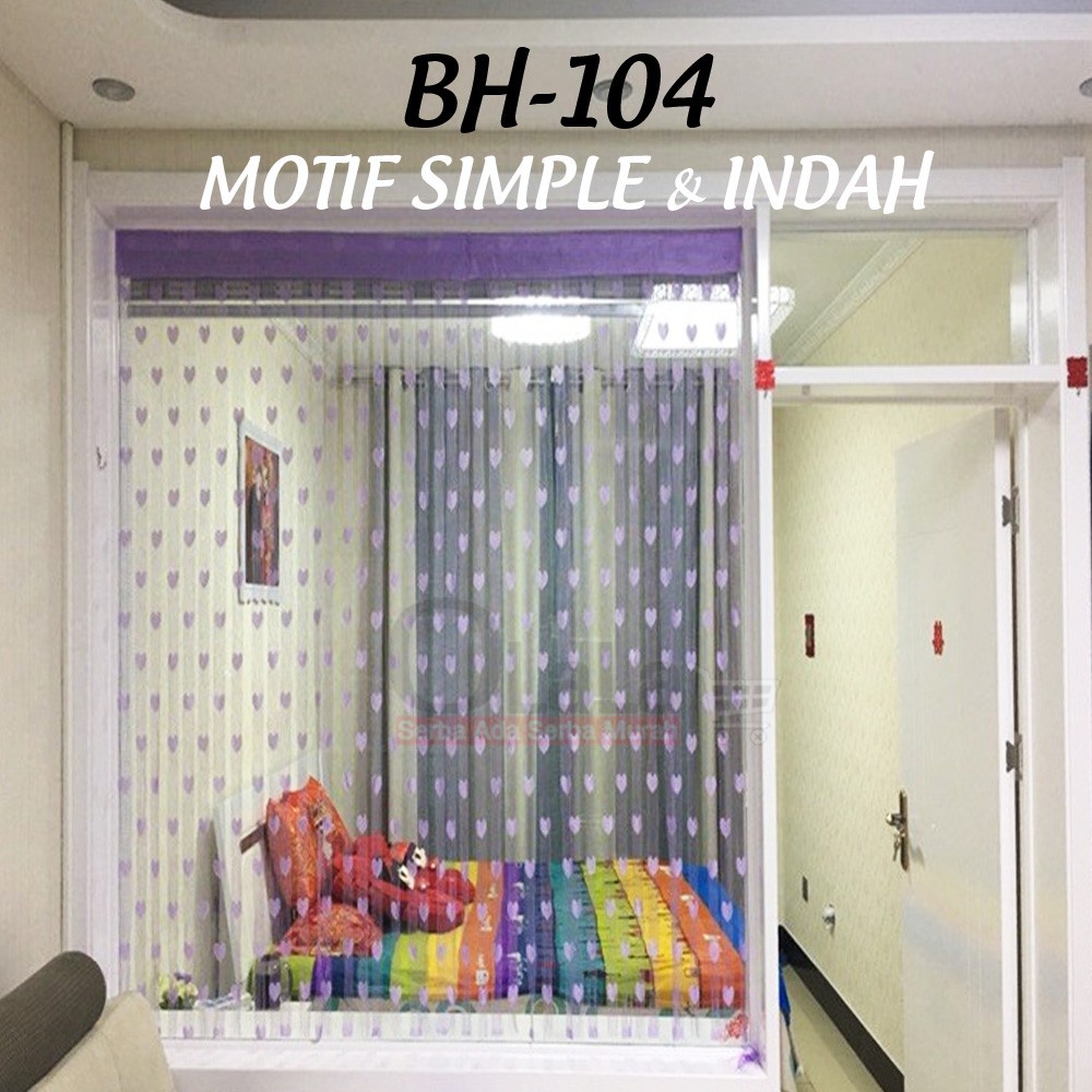 Tirai Benang Motif Love dan kupu-kupu / Tirai Pintu / Tirai Kamar Tidur - BH-104