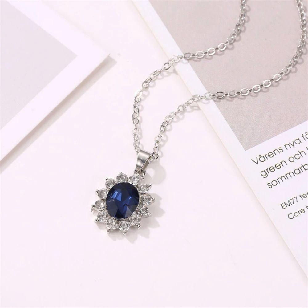 Mxbeauty Bunga Matahari Set Perhiasan Elegan Baroque Aksesoris Gaya Korea Choker Kepribadian Temperamen Safir Anting