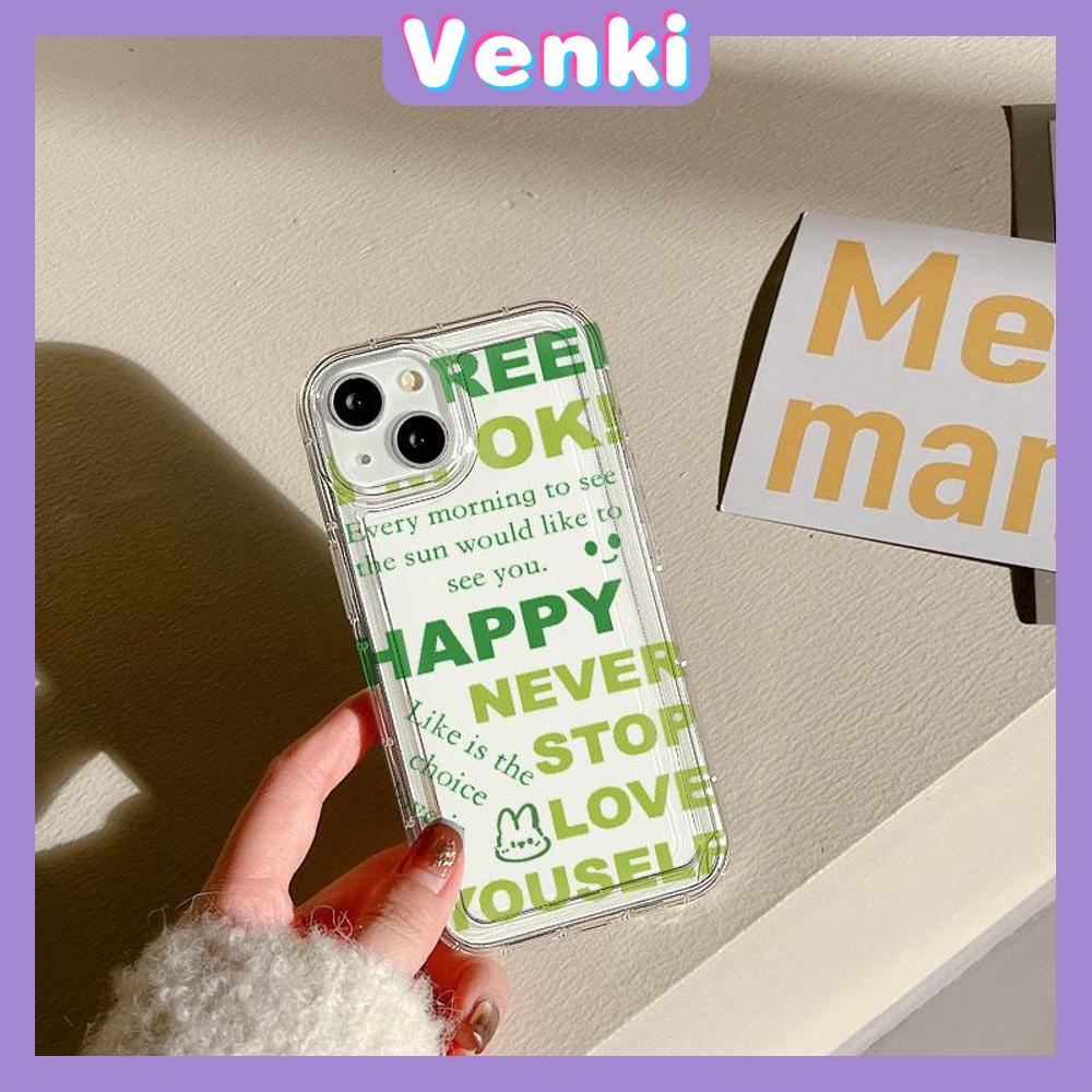 VENKI - For iPhone 11 Case Clear Phone Case TPU Soft Case Airbag Shockproof Protection Camera Fun Green English Compatible with iPhone 14 13 Pro Max iPhone 12 Pro Max XR XS 7 8Plus