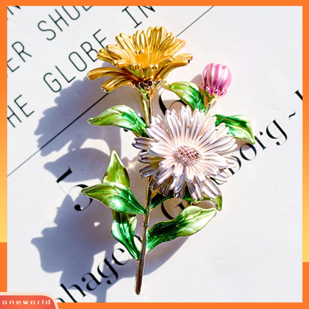 [ONE] Bros Pin Krisan Buket Dicat Perhiasan Berlapis Tahan Lama Bros Baju Dekor