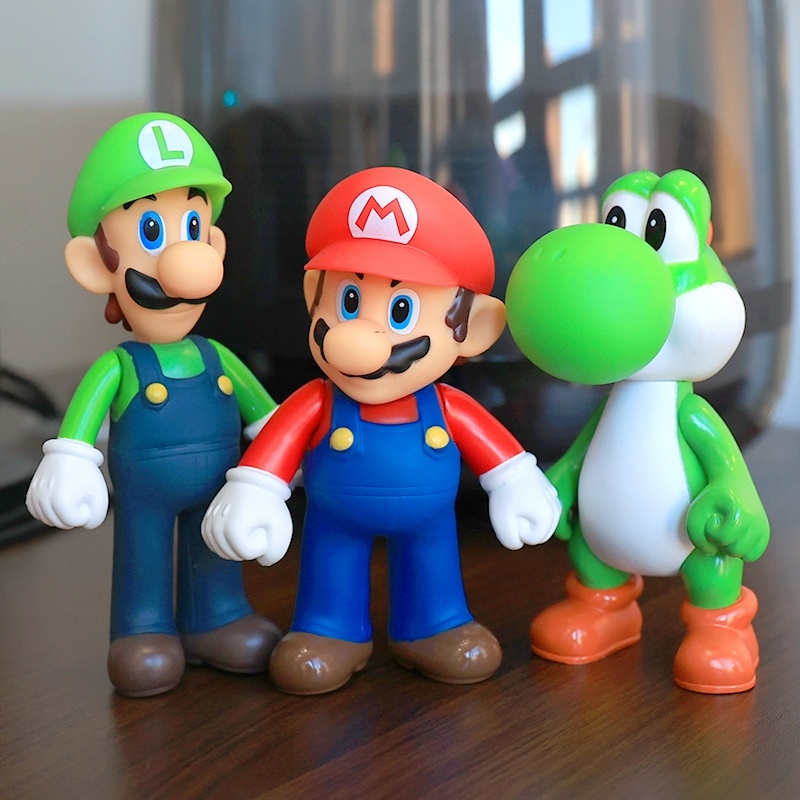 Super Marios Action Figure Yoshi Luigi Kodok Bowser Anime Peripherals Collection Model Boneka Ornamen Mainan Anak