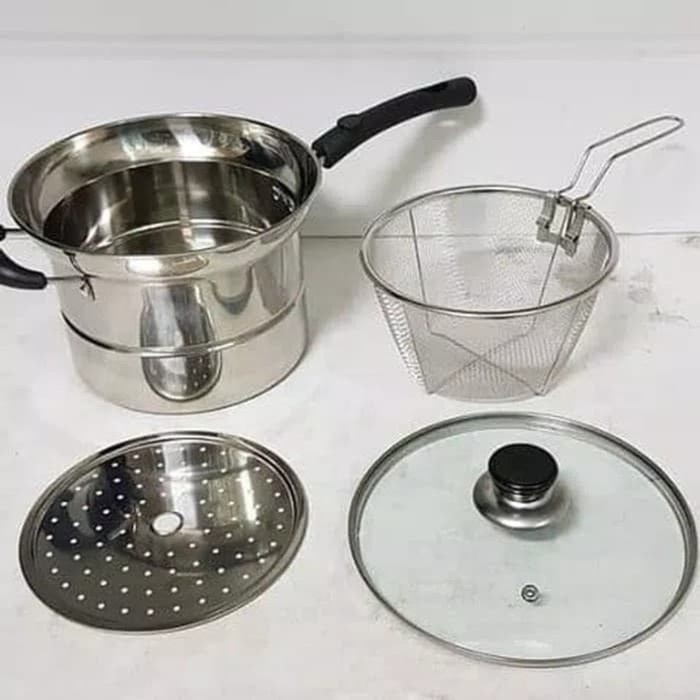 Panci Korea Serbaguna Gagang Panjang / Deep Fryer 22 Cm Multifungsi 3 in 1