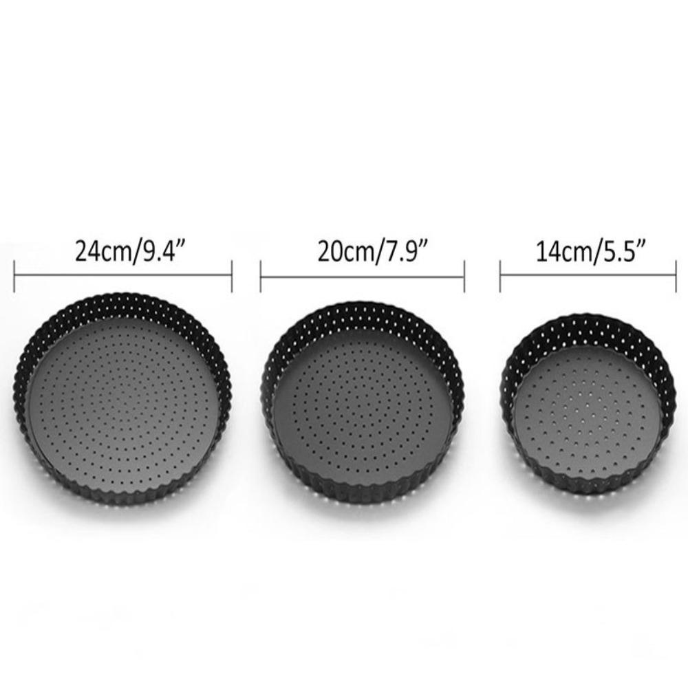[Elegan] Pizza Pan Dish Removable Dapur Rumah Tangga Baja Karbon Mesh Non-Stick Cetakan Kue