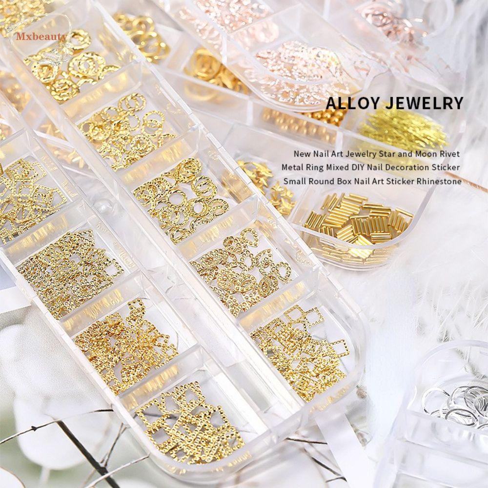 Mxbeauty Nail Art Charms 3D Metal Alloy Hollow Salon Kuku Manikur Aksesoris Rivet Wanita Perhiasan Kuku