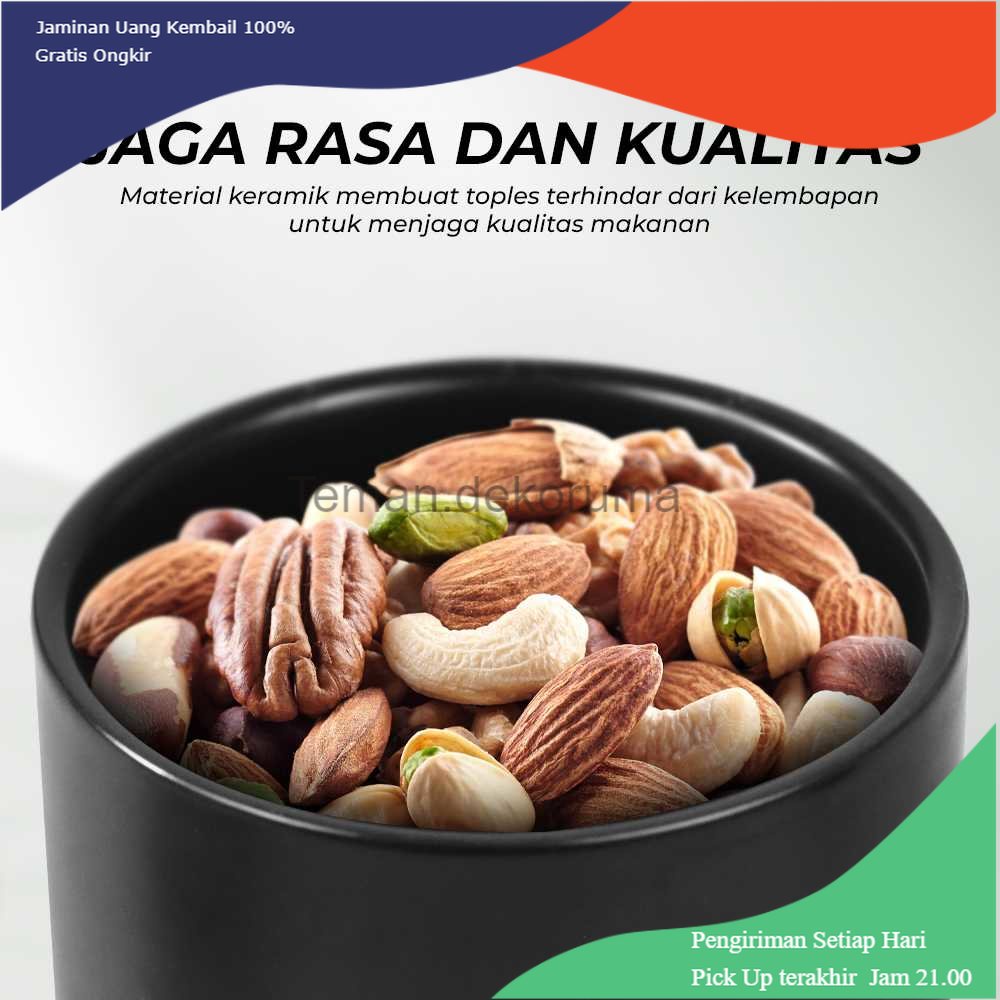 TD - DPR Toples Keramik Tutup Bambu Penyimpanan Makanan Ceramic Storage Jar - CJ26