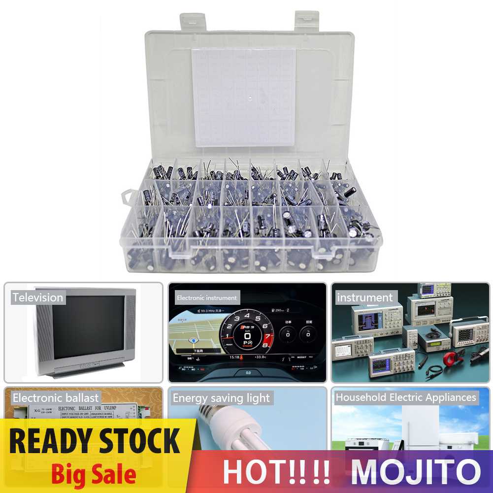 24values Kapasitor Elektrolit Metal Aneka Set Range 0.1uF 1000uF 630Pcs