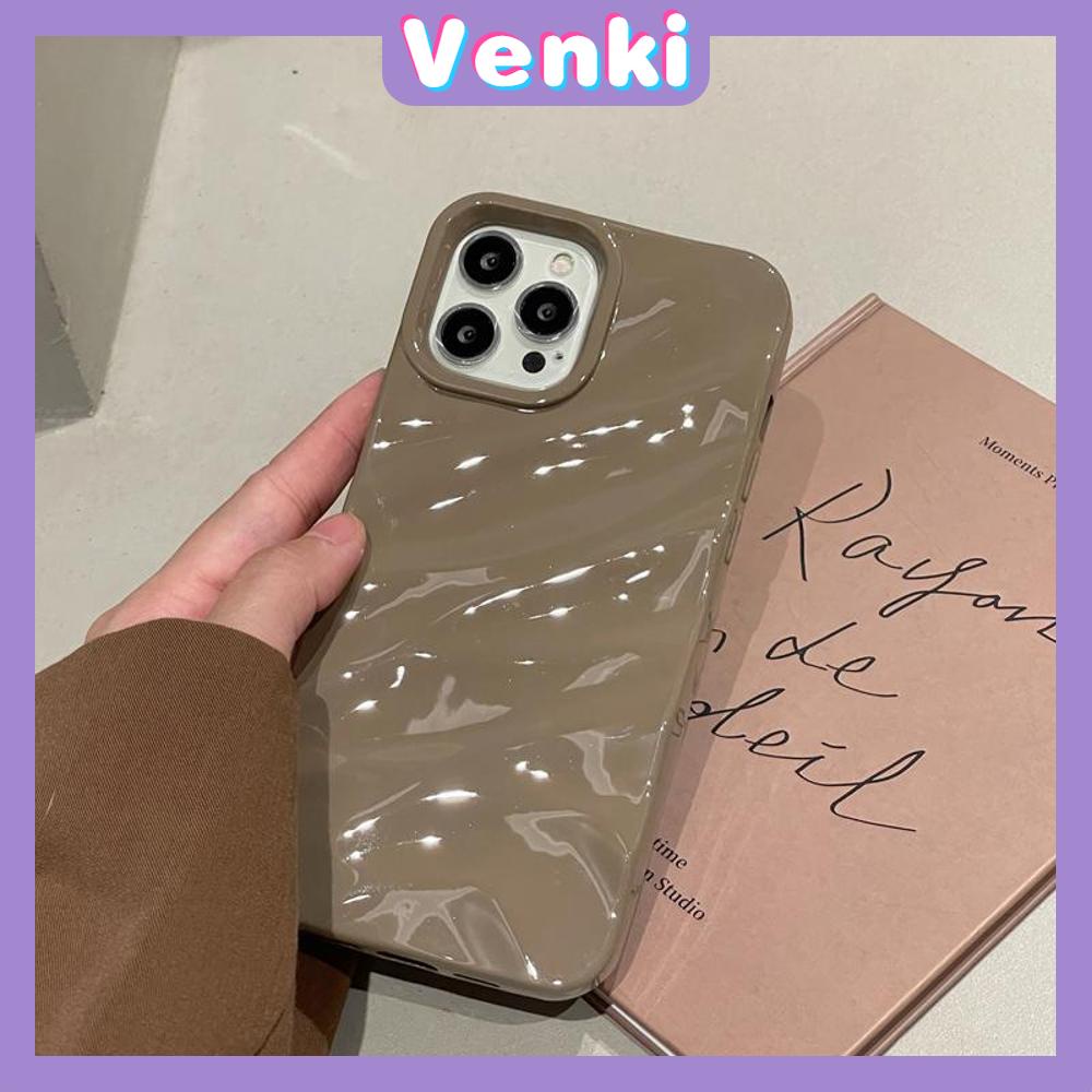 VENKI - Untuk iPhone 11 Case Soft Case Glossy 3D Ripple Dimensi Shockproof Coklat Ungu Hitam Putih Hijau Untuk iPhone 14 Pro Max 13 Pro max 12 Pro Max 11 iPhone XR XS 7Plus 8Plus