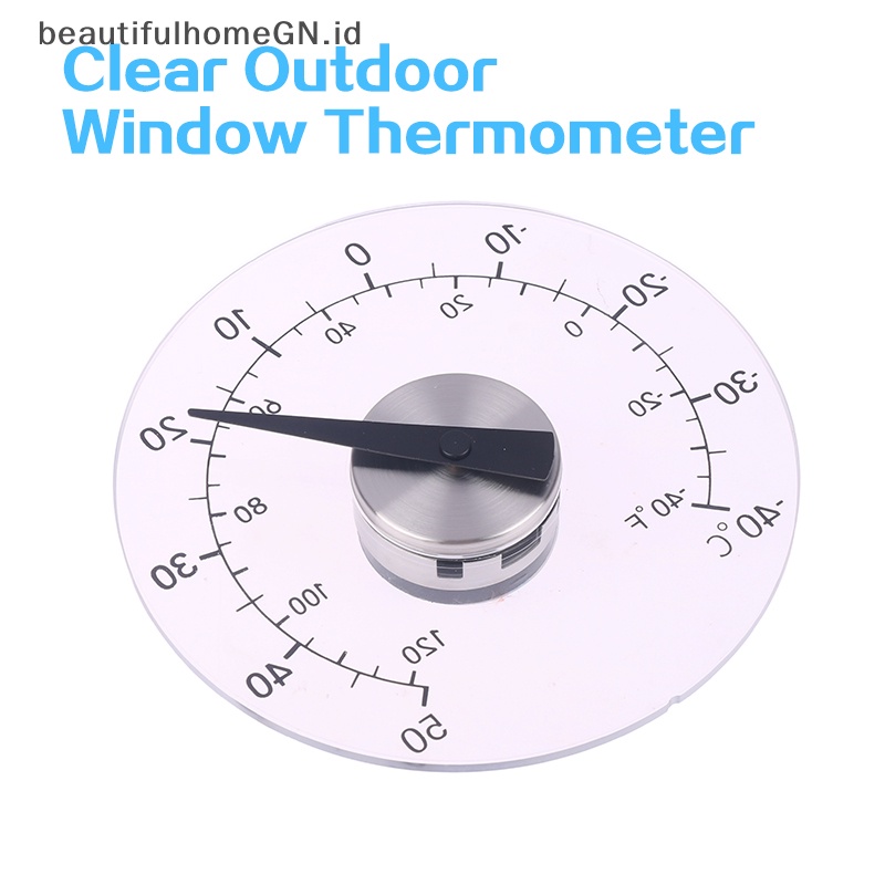 {Cantik} Termometer Suhu Transparan Bening Alat Jam Termometer Jendela Outdoor~