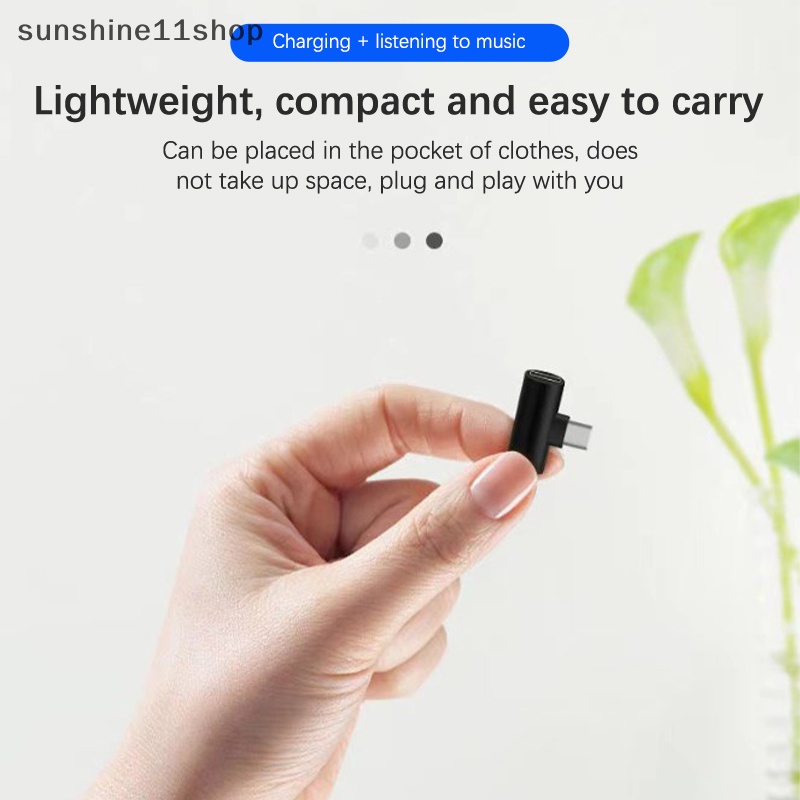 Sho 2-In-1 Charging Type-C To Type-C Male To Female Adaptor Headphone Jack 3.5mm N
