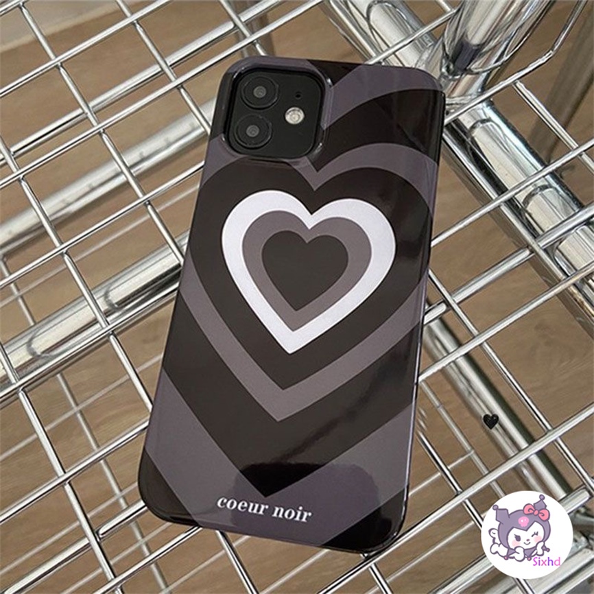 IPHONE Kompatibel Untuk Iphone14 13 12 11 Pro Max SE 2020 X Xr Xs Max8 7 6Plus Silikon Ins Hitam Cinta Hati Ponsel Case Lembut Anti Jatuh Pelindung TPU Cover