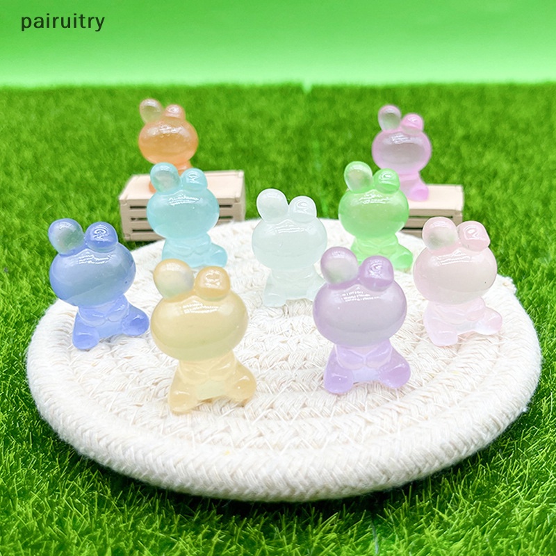 Prt 5PCS Dekorasi Resin Kartun Kelinci Bercahaya DIY Miniatur Hadiah Mobil Ornamen PRT