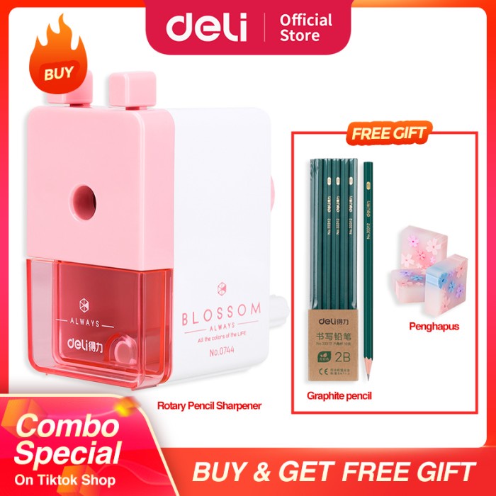 

COMBO SUPER HEMAT Deli Rautan Putar, Pensil,Penghapus - Biru