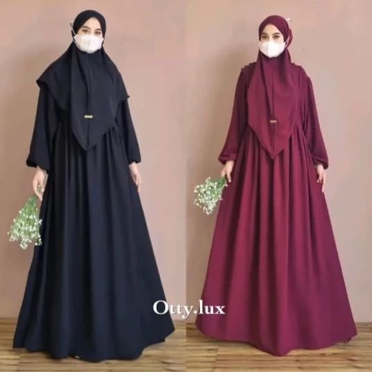 Al Zirah Syari Set Khimar / Gamis Syari CRINKLE AIRFLOW / Baju Gamis Plus Khimar Size M L XL / Gamis