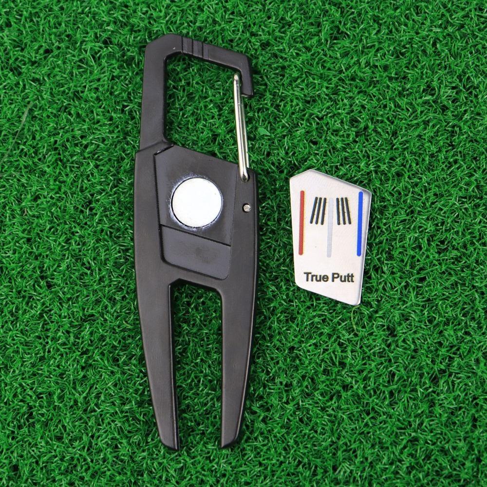 AUGUSTINA Golf Putting Hijau Garpu True Putt Menempatkan Hijau Zinc Alloy Outdoor Pitch Groove Cleaner Garpu Rumput Multifungsi Golf Divot Tools