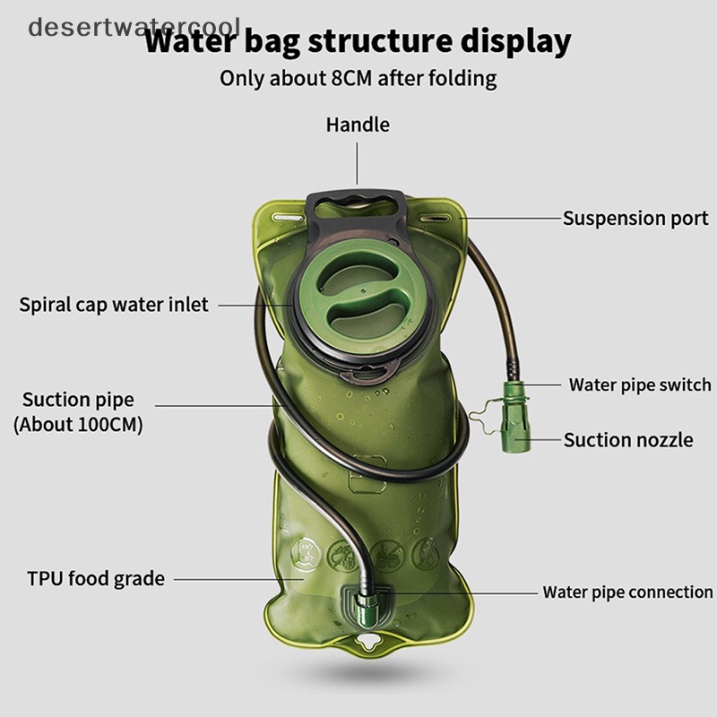 Deid 2L Anti Bocor Tandon Air Militer Penyimpanan Air Bladder Bag BPA Free Melintang Tarik Bukaan Besar Runing Bersepeda Hiking Martijn