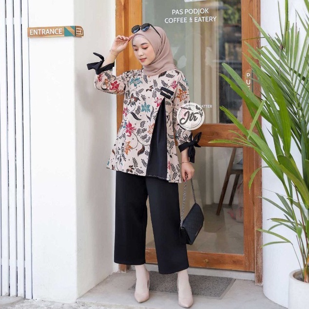 Blouse batik wanita modern lengan panjang premium | Blouse batik wanita jumbo modern premium | Blous