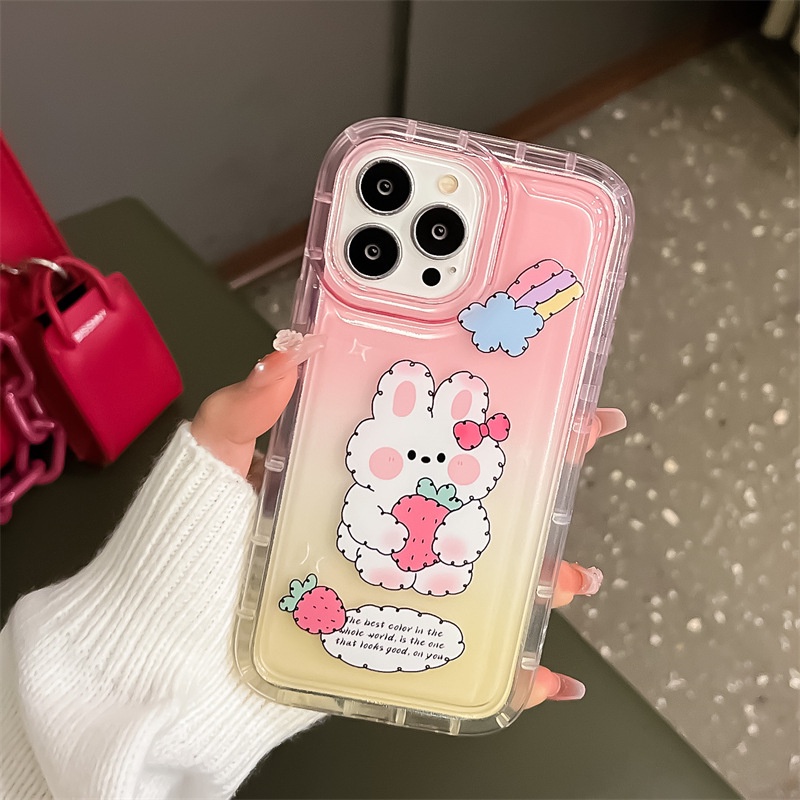 IPHONE Casing Ponsel Kelinci Lucu Kompatibel Untuk Iphone7Plus8Plus6Plus11 14 13 12 Pro MAX XR X XS MAX SE Airbag Shockproof Cover