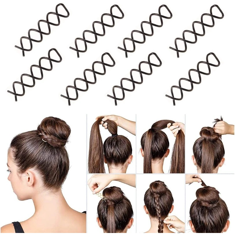 Klip Spiral Bentuk Tetap Kepala Bola Pengeriting Rambut/ Alat Styling Rambut DIY/ Ornamen Elegan Klip Rambut Garpu