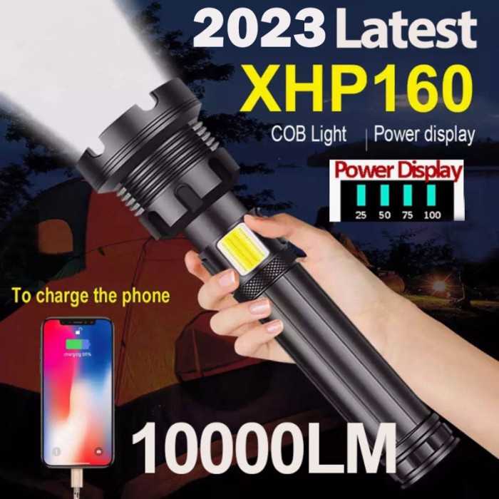 Senter Led Super Terang 90000 Lumens Senter Swat XHP-160 High Power